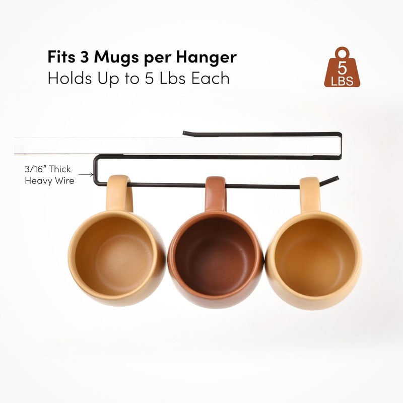xympo Coffee Mug Hanger for Cabinet, Clip-On Shelf, for Cups, Utensil, Tumbler Lid, Screwless Install (Pack of 2), Fits Shelves up to 3/4" - Image 2